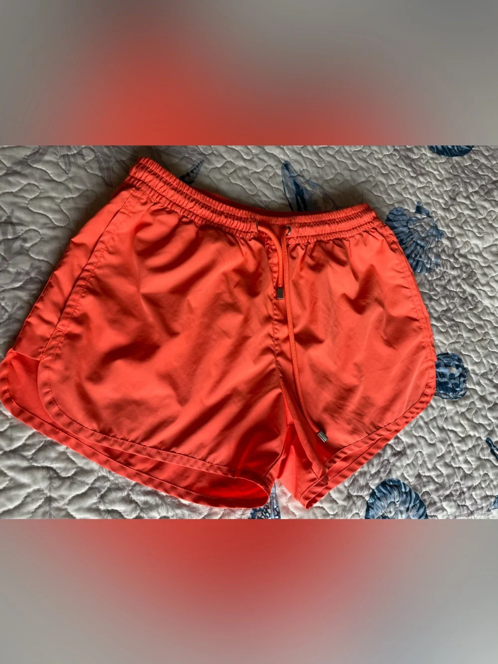 Zara Men’s Bright Coral Athletic Swim Shorts